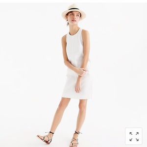 J. Crew White Denim Sleeveless Mini Dress Pockets